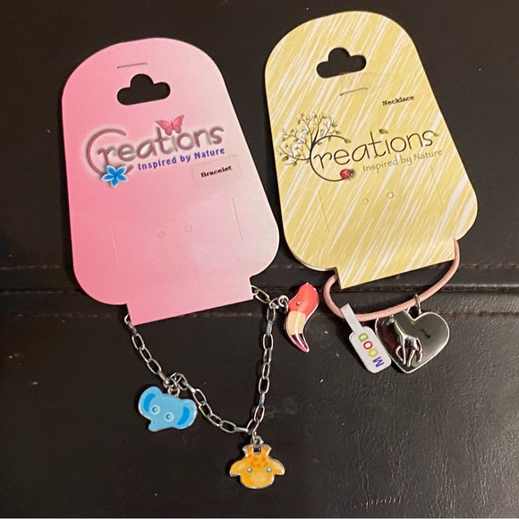 NWT 2 pc set giraffe mood color changing necklace, animal charm bracelet - Picture 1 of 1